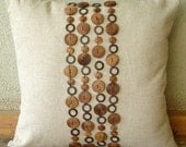 Wood Space 18x18 - Throw Pillow Covers - 18x18 Inches Linen Pillow Cover with Wooden Beads