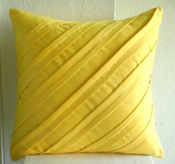 Contemporary Yellow - Throw Pillow Covers - 20x20 Inches Suede Pillow Cover in Bright Yellow