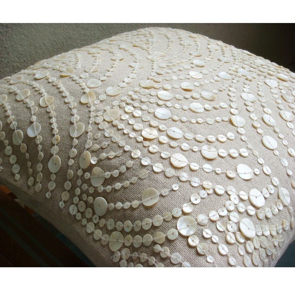 Throw Pillow Covers Accent Pillow Decorative Pillow Couch Sofa Pillow 16x16 Inches Cotton Linen Pillow Cover Mother Of Pearl Dreams N Pearls