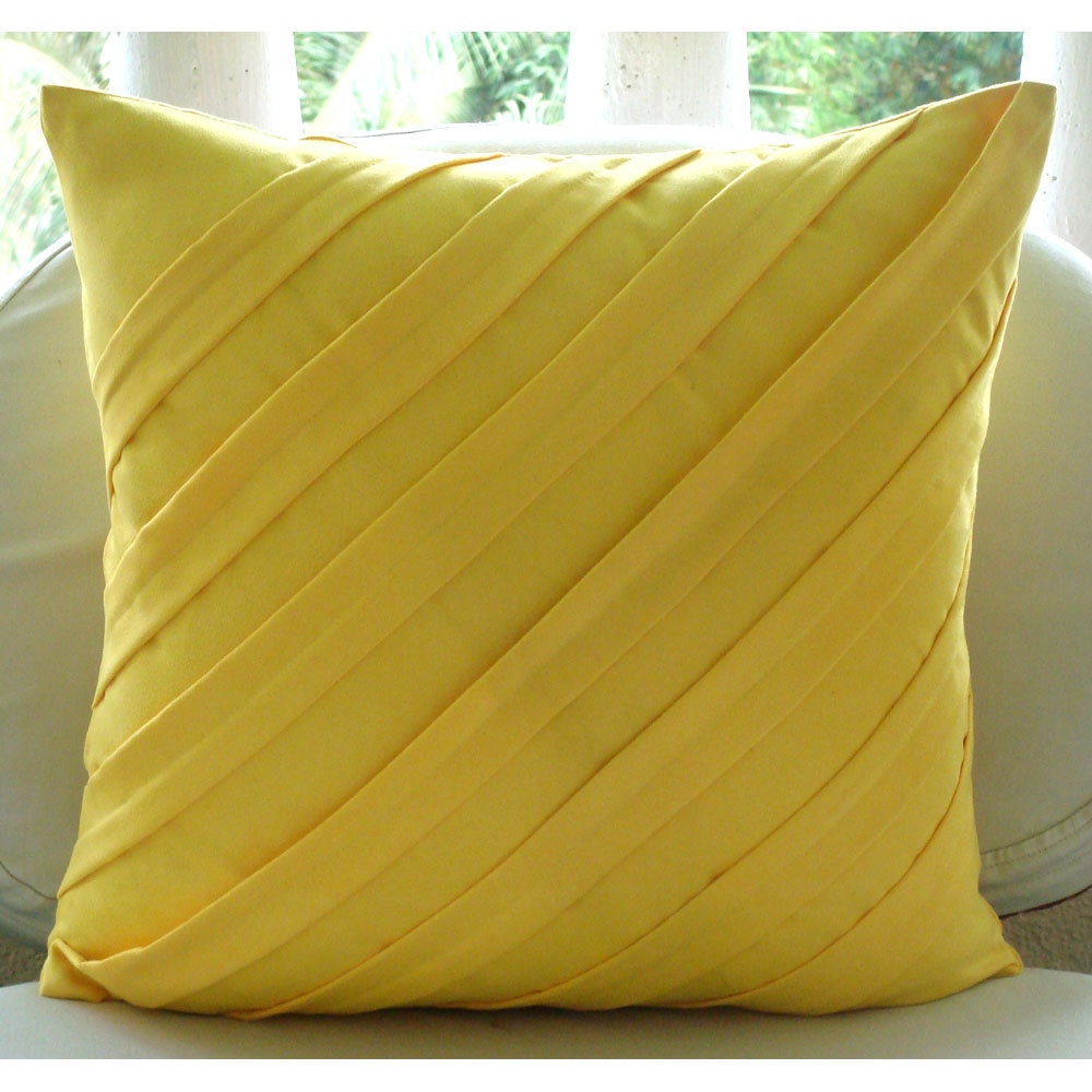 Contemporary Yellow - Pillow Sham Covers - 24x24 Inches Suede Pillow Sham Cover in Bright Yellow