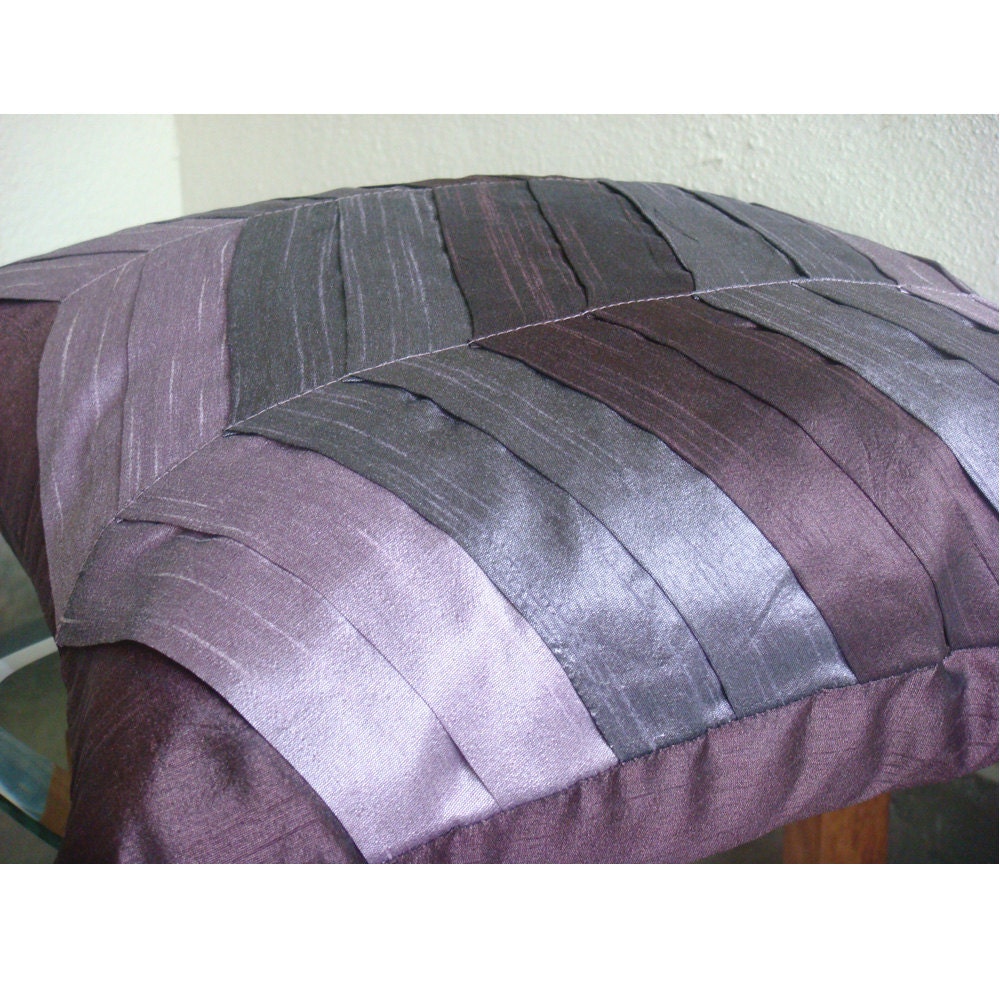 Plum Waves - Throw Pillow Covers - 20x20 Inches Silk Pillow Cover in Shades of Plum and Purple