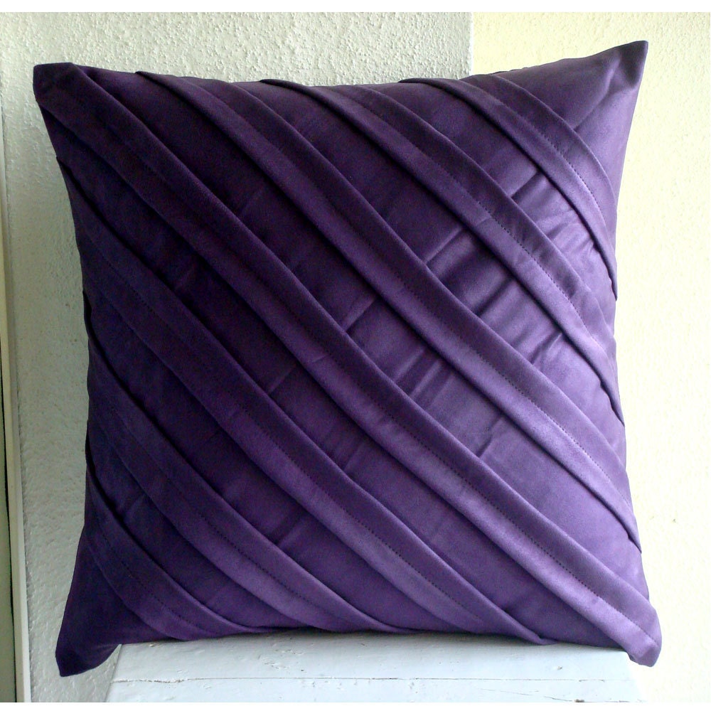 Contemporary Purple - Throw Pillow Covers - 16x16 Inches Suede Pillow Cover in Deep Purple