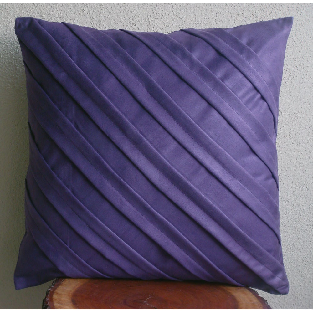 Contemporary Purple - Throw Pillow Covers - 16x16 Inches Suede Pillow Cover in Deep Purple