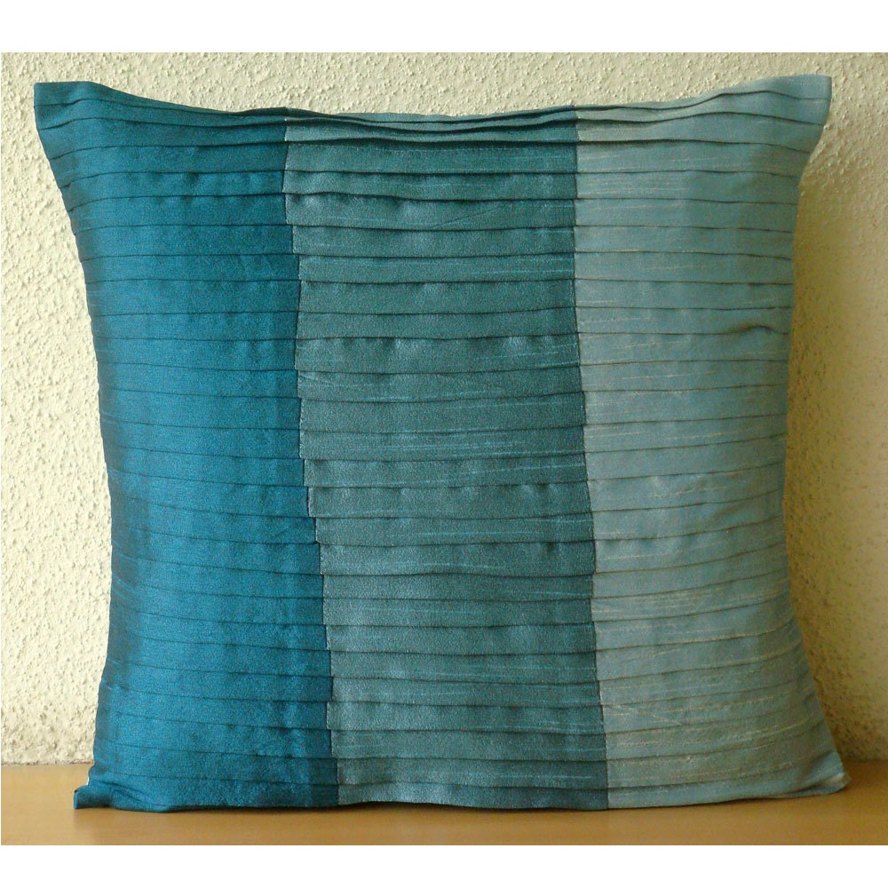 Shades Of Teal - Pillow Sham Covers - 24x24 Inches Silk Pillow Sham Cover in Shades of Teal & Blue