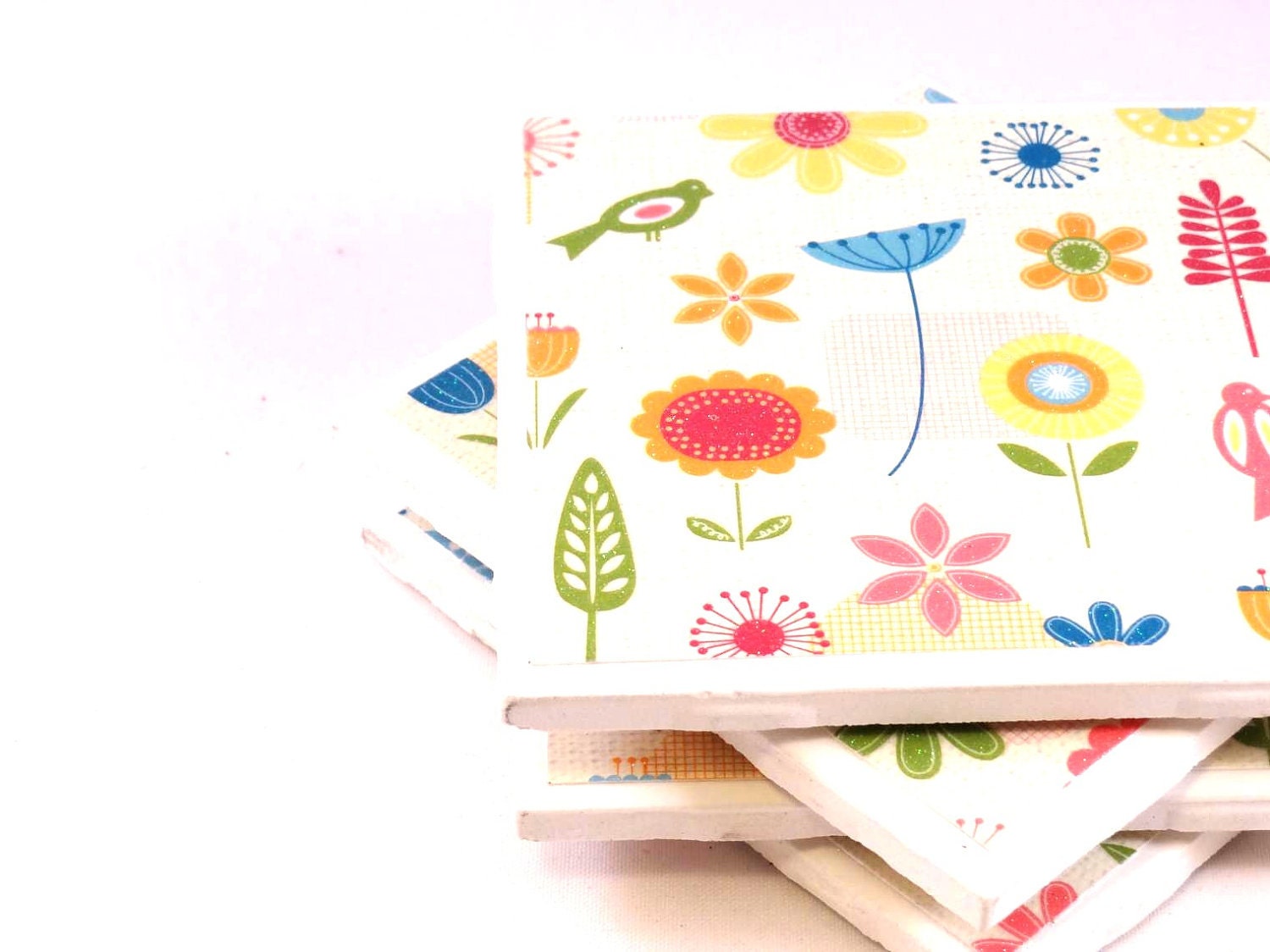 Tile Coasters - Spring Time - Set of 4 Ceramic Tile Coasters
