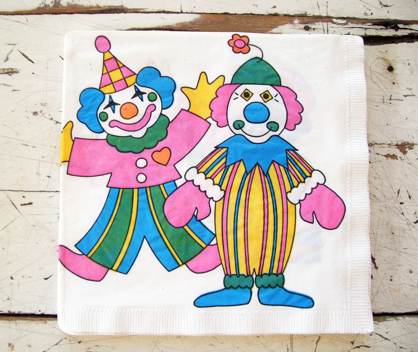 Vintage Circus Clowns Birthday Party Napkins, A Set of 12