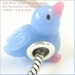 MERZIEs silver animal lampwork glass European chairn charm spacer bird bead - blue black pink