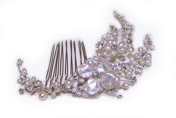 Branching Pearls Hair Comb, Wedding Hair Comb, Pearl Vine Hair Comb