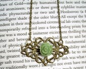 Delicate Victorian Mint Copper Filigree Necklace