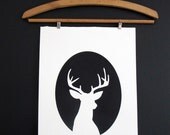 Hand printed deer cameo print