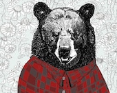 Bear Drawing - Bears Love Flannel Shirts  - Wallpaper Background