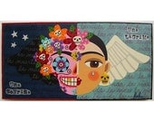 Frida Kahlo Sugar Skull Angel 5x10 Print of folk art painting by LuLu