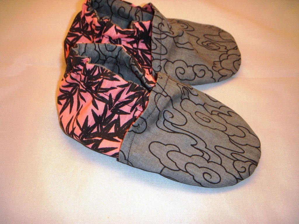 Baby Girl  Eco Friendly soft leather sole crib shoes 12 to 18 months READY to ship One of  a Kind CLEARANCE