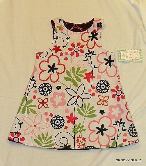 Sping Dress A Line Reversible Abbey by Groovy Gurlz  Sizes 3m, 6m, 12m, 18m