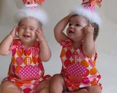 First Birthday Romper Reversible Baby Bubby Romper with  and Monogram by Groovy Gurlz  Sizes 3m, 6m, 9m, 12m, 18m, 24m