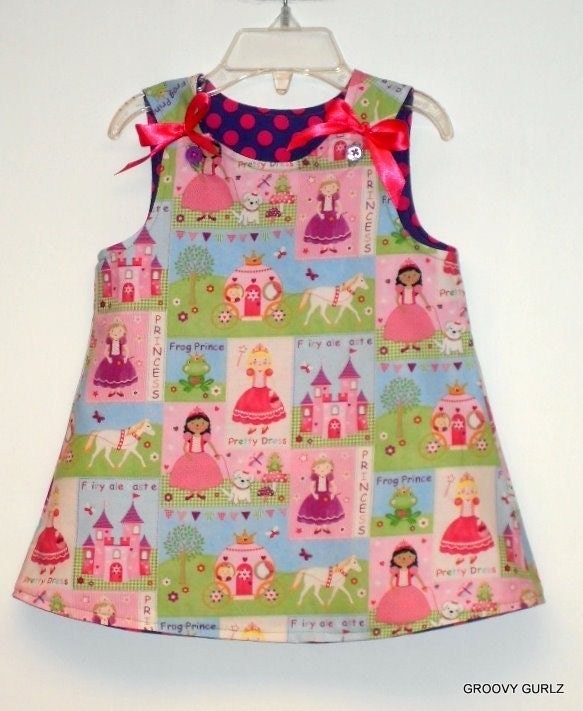 A Line Dress  Fairytail Princess Reversibleby Groovy Gurlz Sizes  2t, 3t, 4t, 5y, 6y,