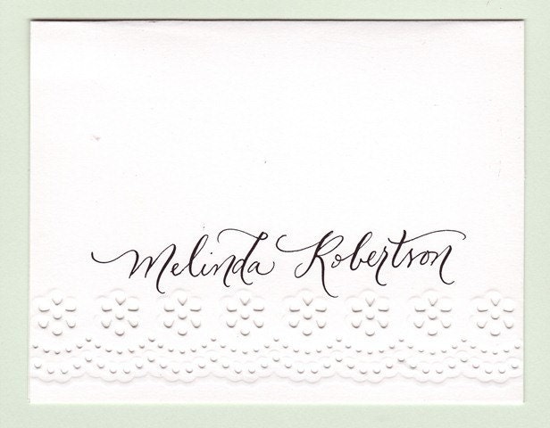 Personalized eyelet notecards