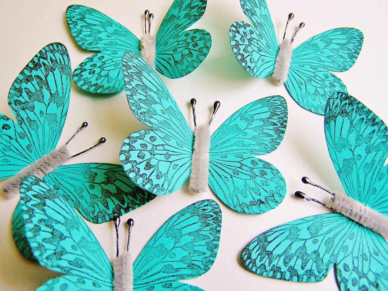 Turquoise/ Pewter Vintage style art nouveau Butterflies - wedding, wrap, craft, supply, holiday, gift, handmade, whimsical, party, decor