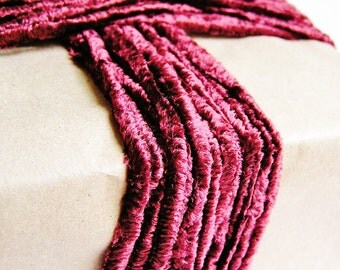 Merlot deep red crushed velveteen slim ribbon luxe vintage style rayon velvet trim fabulous embellishment and wrap supply - 3 yards