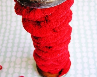 Cherry Berry red Eclaire Pom Pom Garland/ Trim - luxe party ribbon garland wedding embellishment craft decor supply - 3 yards
