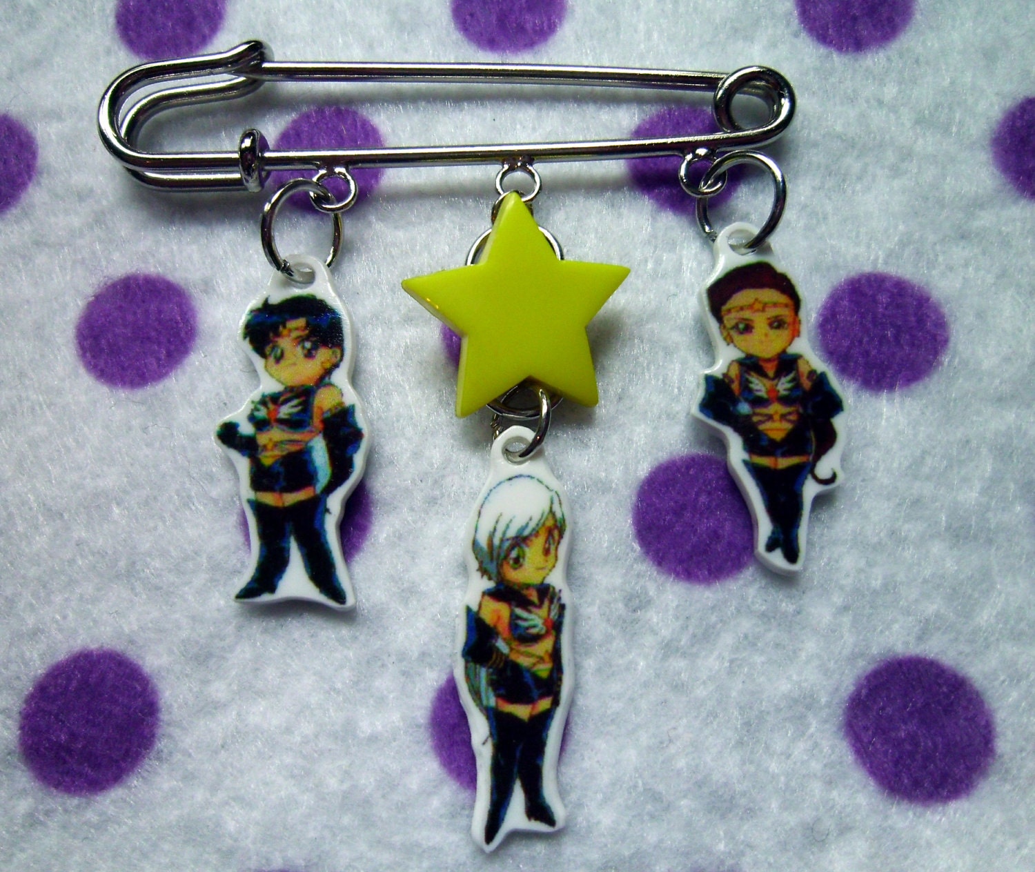 Sailor Moon Starlights Cameo Charm Safety Pin Brooch