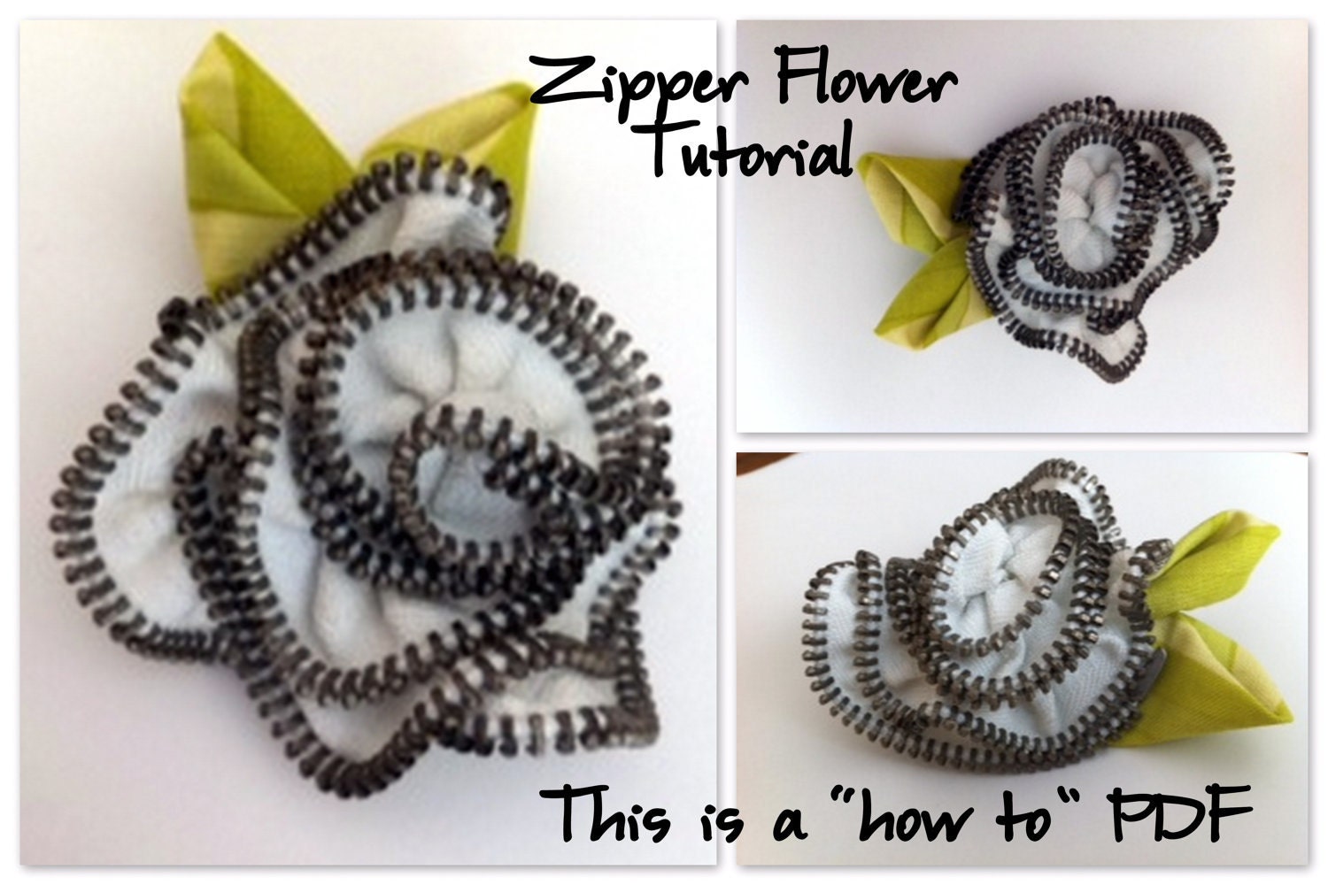 Zipper Flower Tutorial- INSTANT DOWNLOAD How To PDF pattern