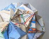 New York City Stars Origami Ornament - Subway Map Upcycled