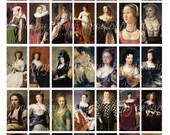 Digital Collage Sheet No 110 - Domino Size 1 x 2 inches  Paintings of Women