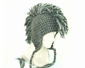 Grey Mohawk EarFlap Hat adult size