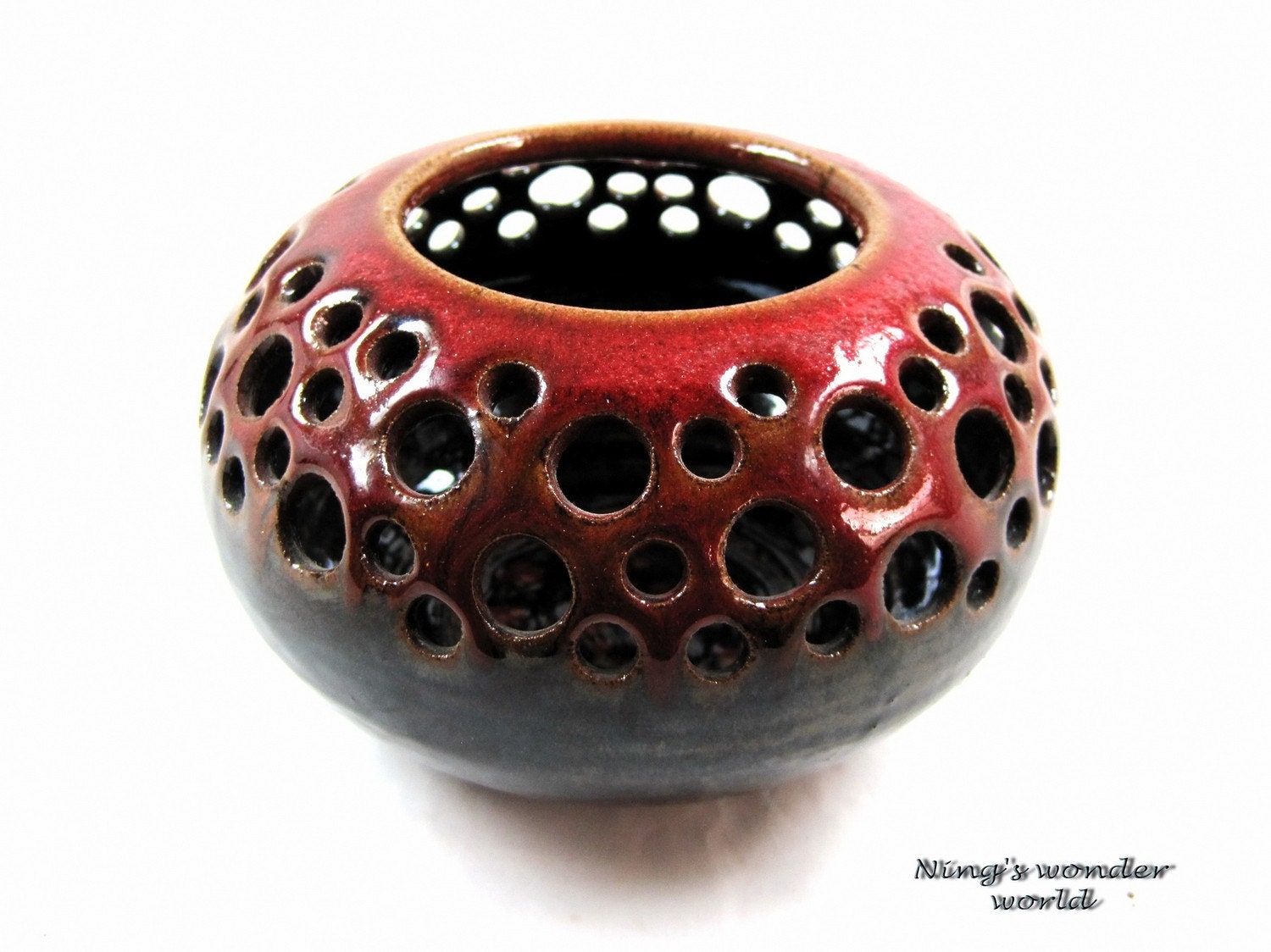 Brown/ Red circles luminaire - Tea light Delight - Bud vase