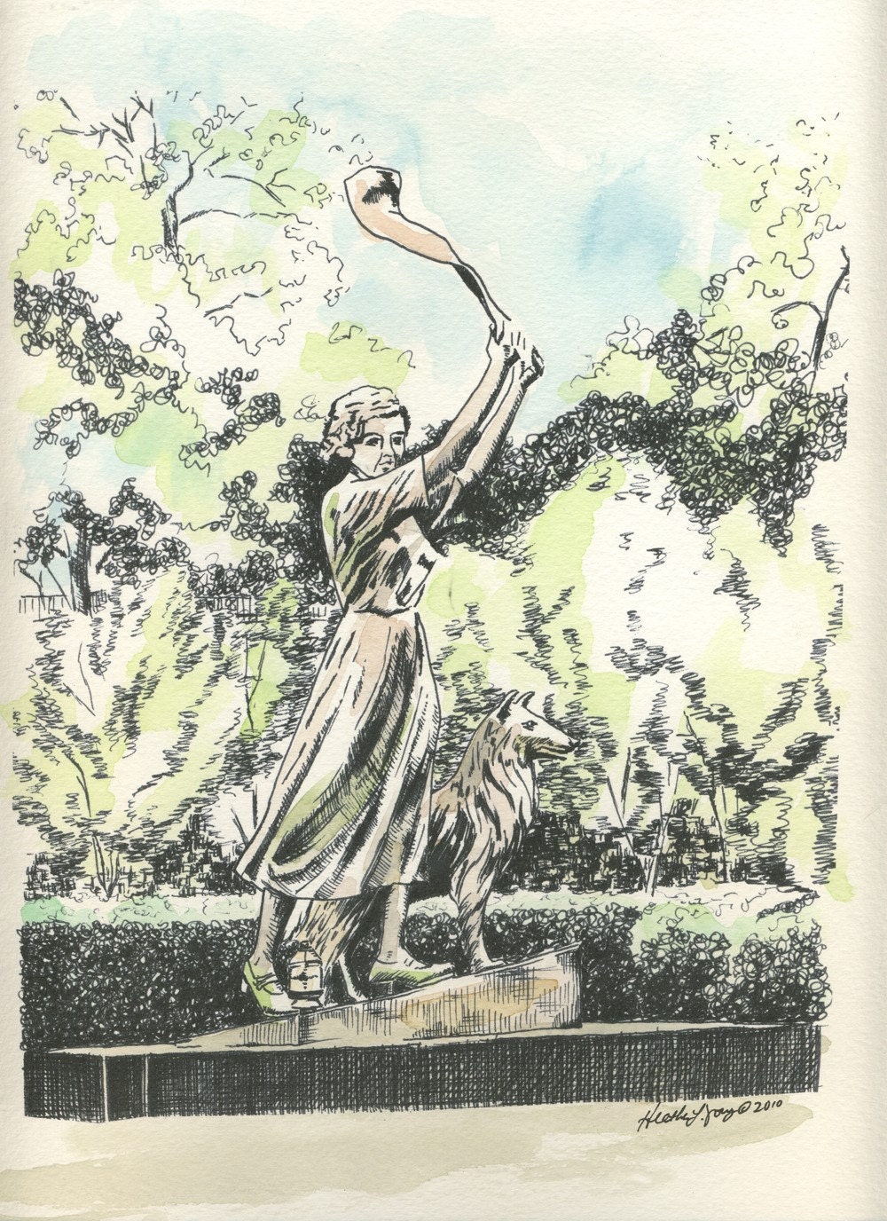 Savannah Watercolor The Waving Girl River Street Fine Art Print