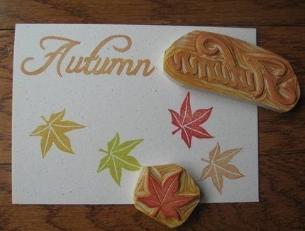 Tiny Maple Leaf Rubber Stamp Hand Carved