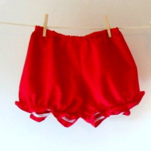 Cute red bloomers for women - size M - 1960s vintage-inspired - cotton - ruffle