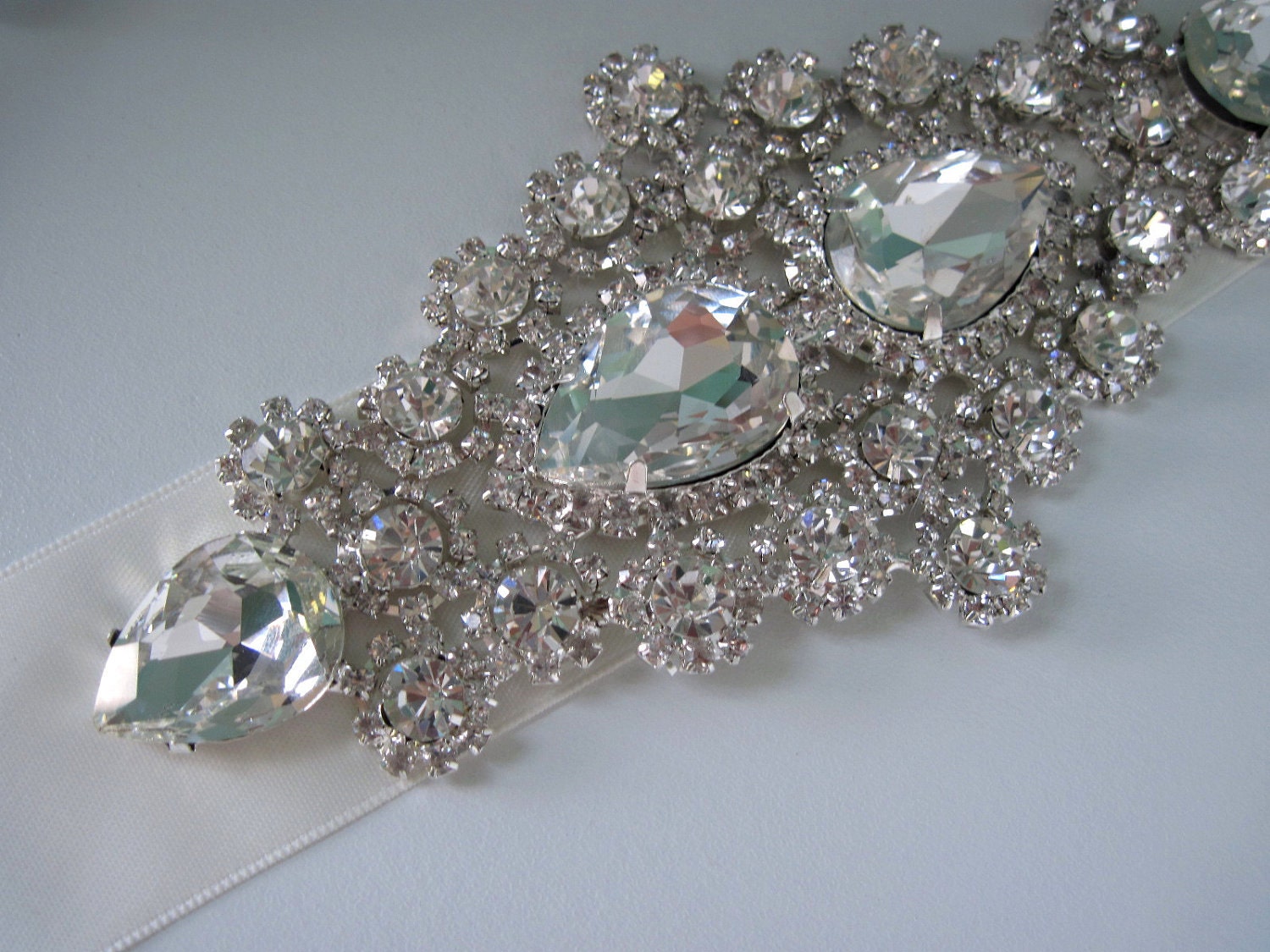 SALE Juliet-vintage glamour crystal rhinestone sash-made to order