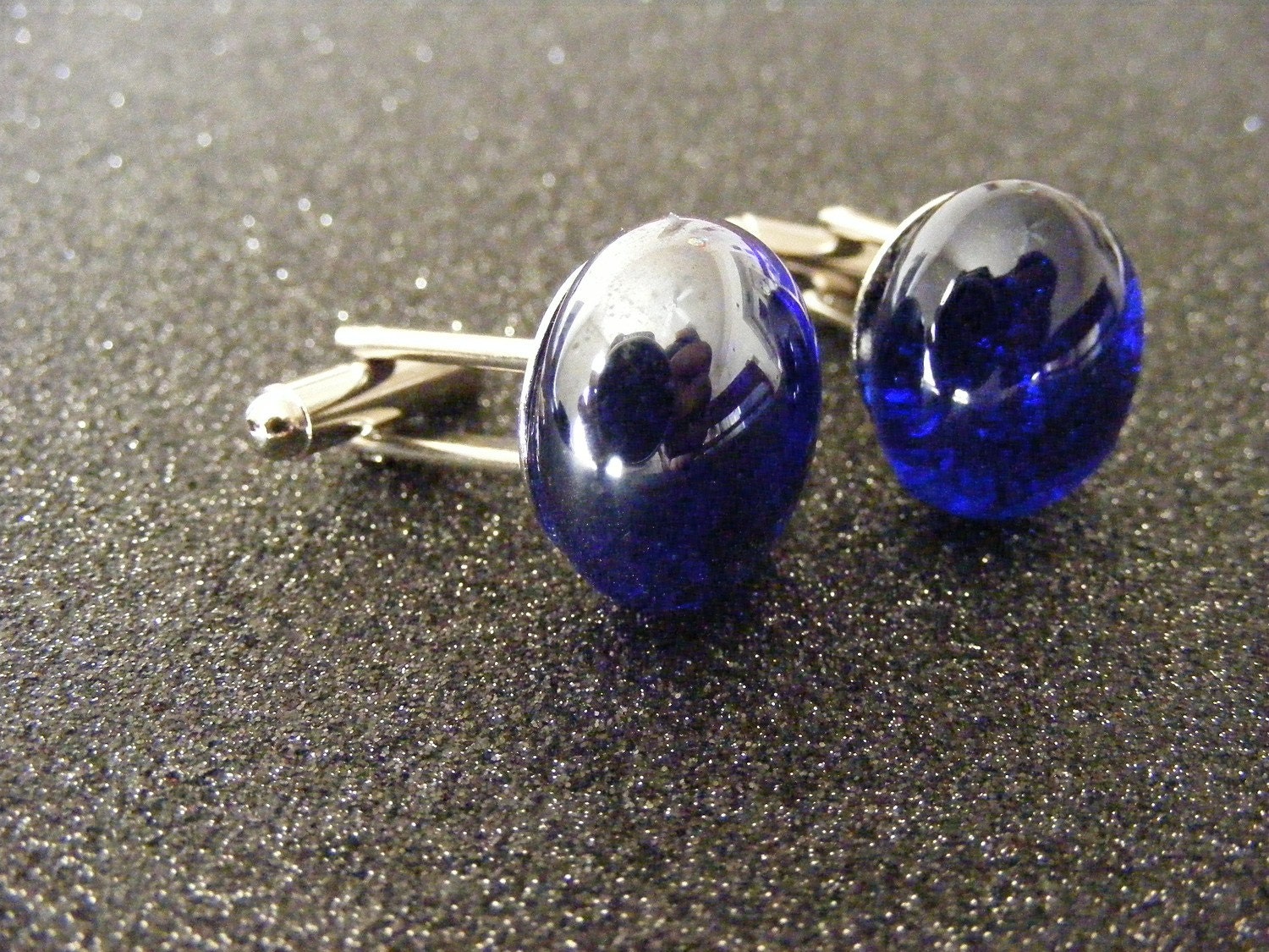 Royal Blue Glass Cuff Links