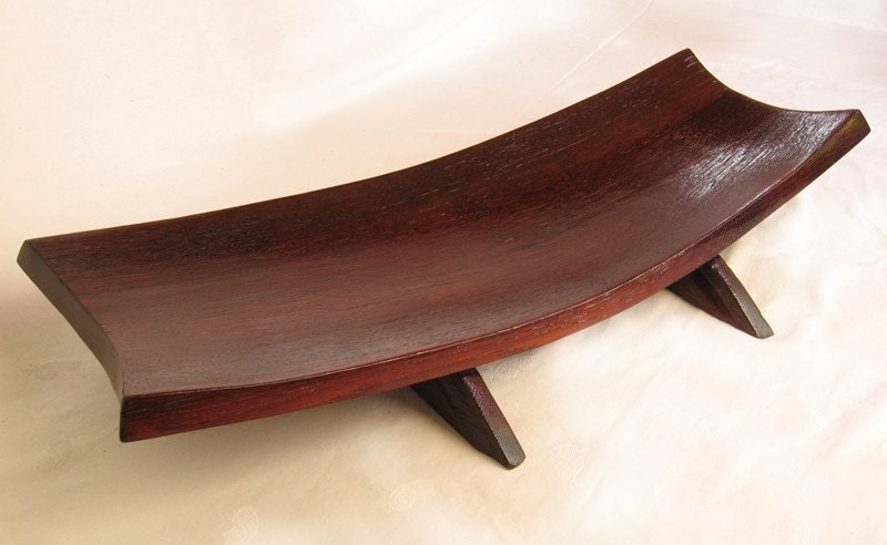 The Platter, Recycled Oak Wine Barrel Staves large plate, centerpiece, Cherry Chocolate color