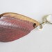Green Bits keychain, W-edge, recycled reclaimed oak wine barrel top, natural oak, one of a kind