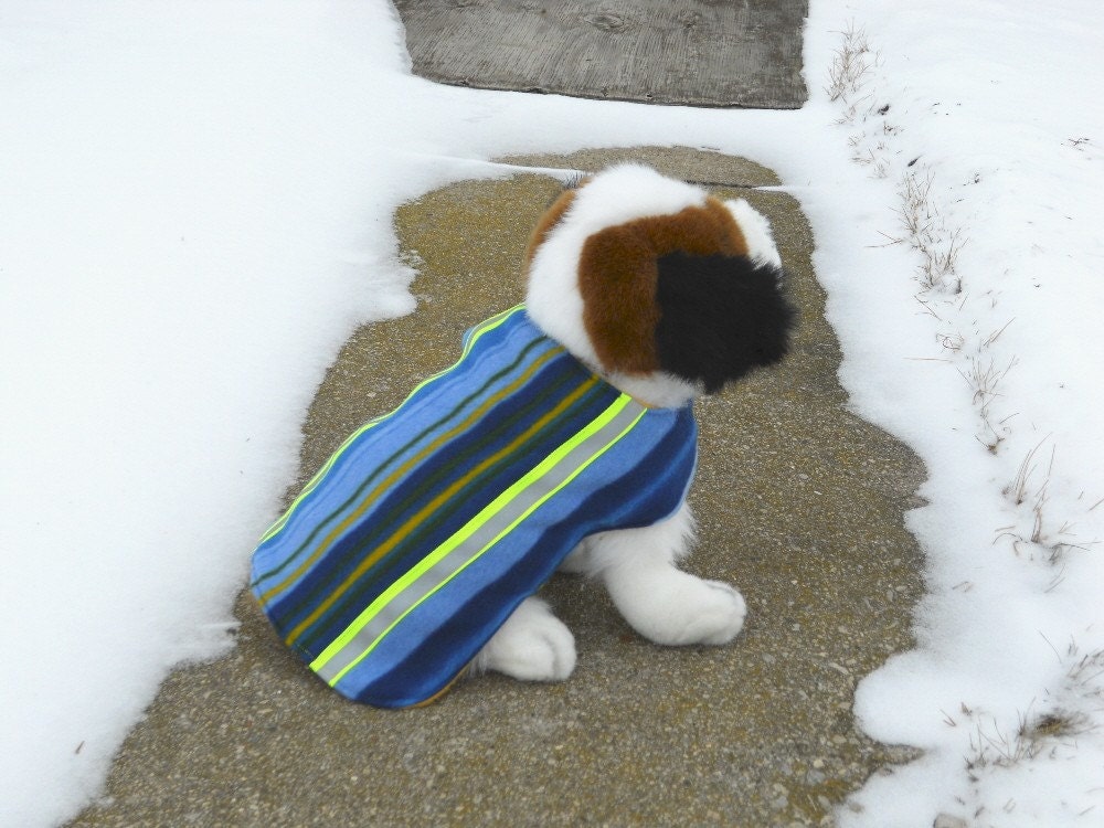 Fleece Dog Coat with Reflective Strips in MEDIUM