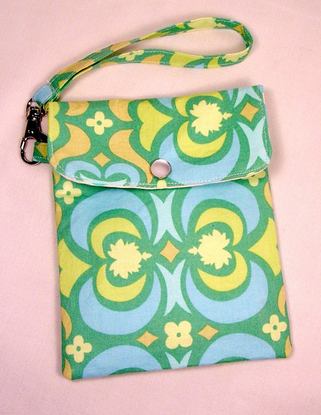 Cell phone holder / wristlet purse / camera / ipod /blackberry/ wallet Garden Maze Green Amy Butler fabric