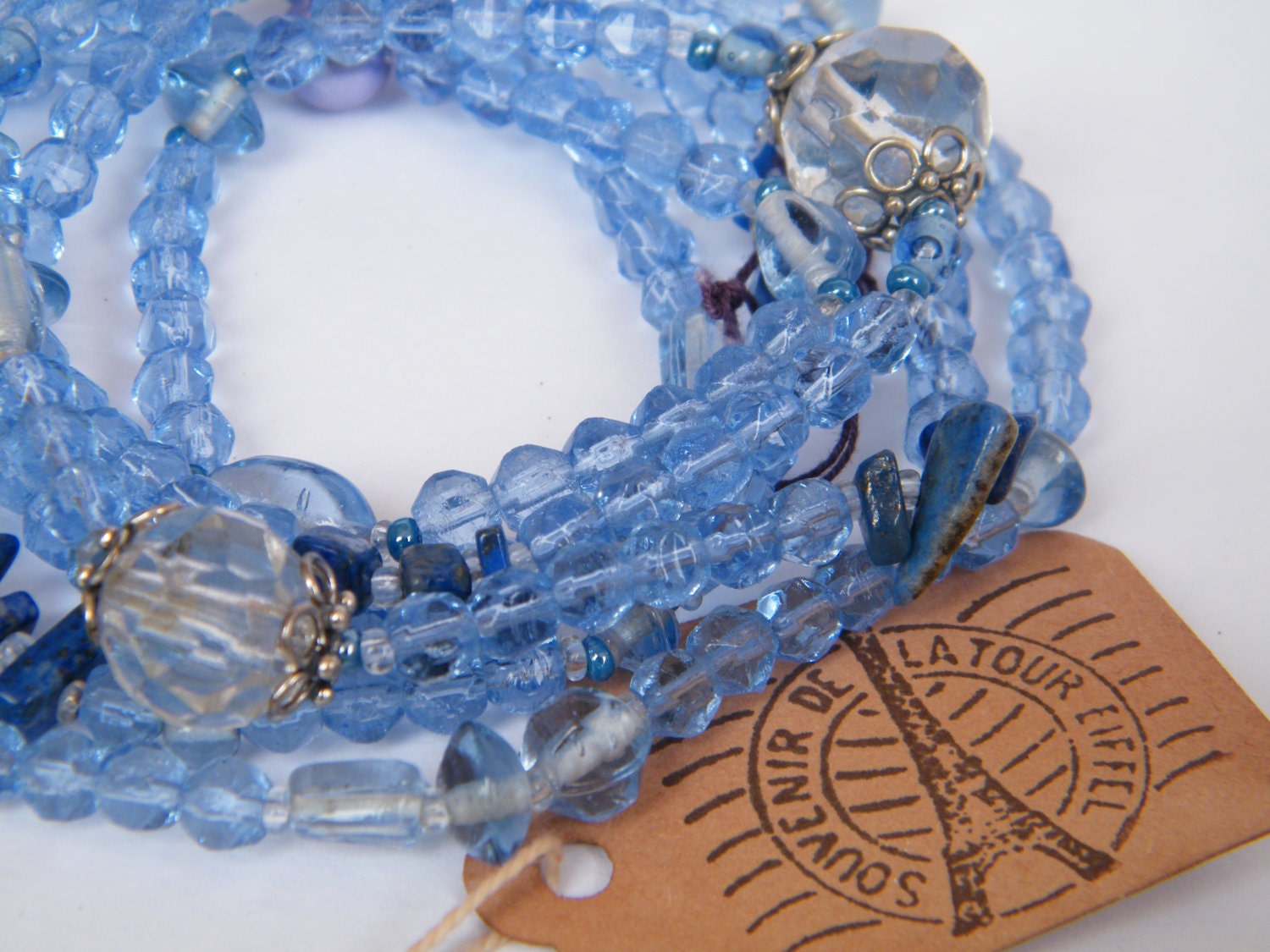 Paris Line Ice Blue Glass Necklace