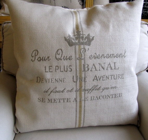FRENCH CREST Vintage document 26x26 Super Large Pillow Cover