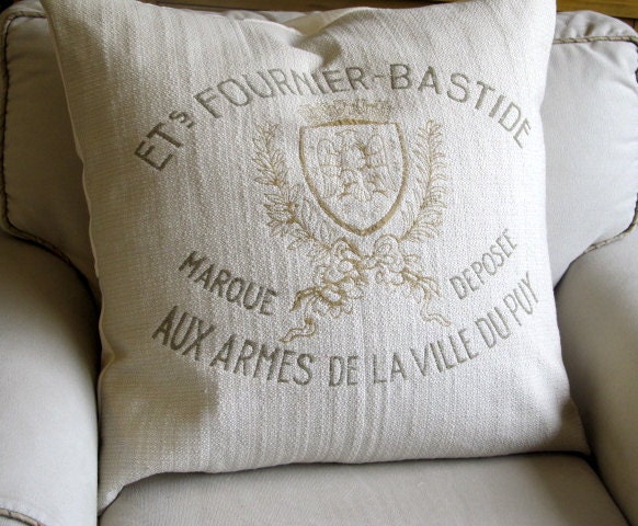 FRENCH CREST --  26x26 --Super Large Pillow Cover