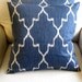 Ikat Indian Blue /TWO pillow covers 18x18 same fabric front and back