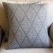 Ikat SAPPHIRE  on GRAY  pillow coverS 20x20 same fabric front and back--Pair