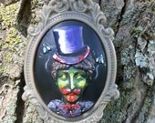 Top Hat Harry, the zombie gentleman pendant. Hand painted, signed