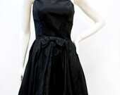 Vintage 1950s Black Taffeta Party Dress