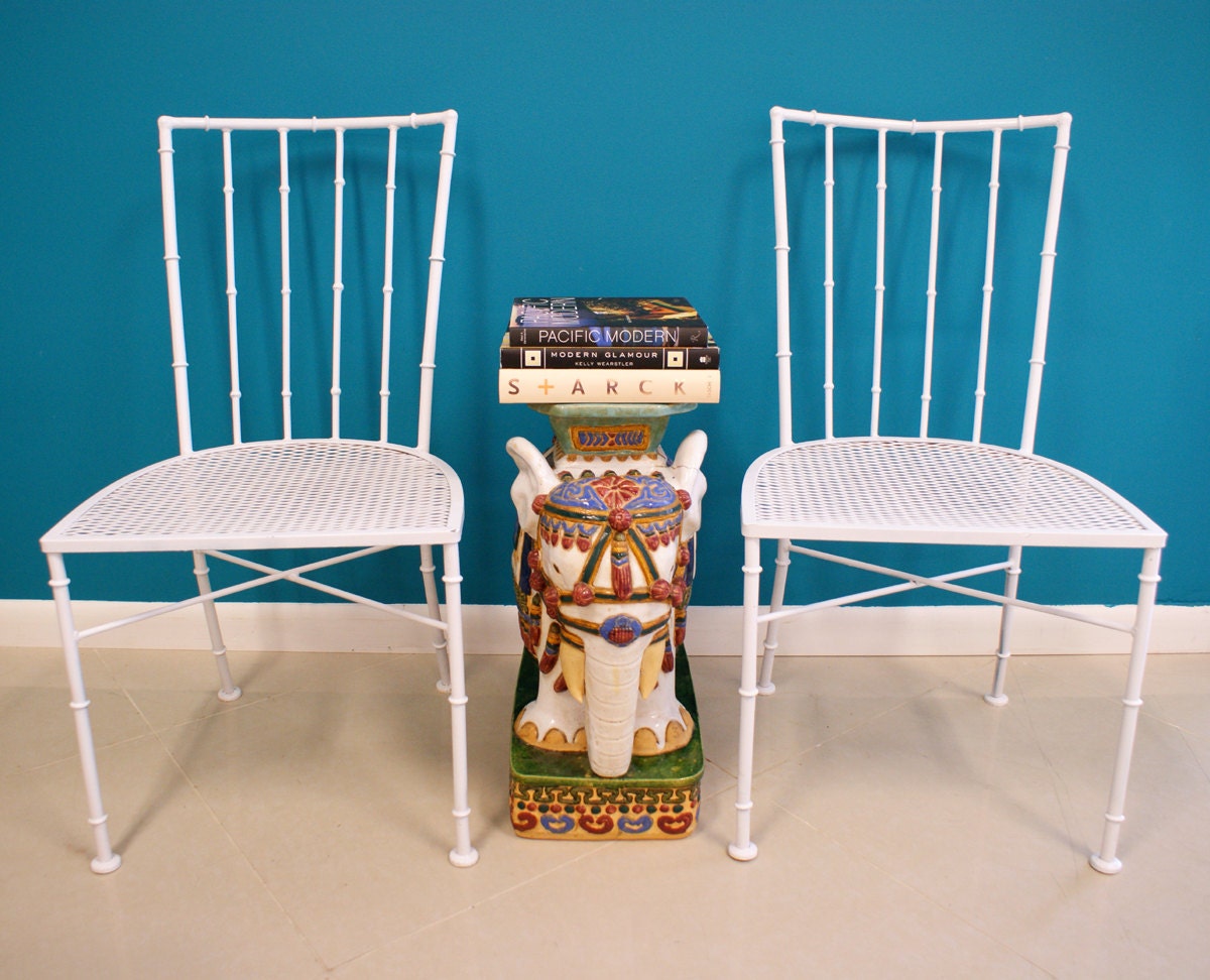 SALE. Faux Bamboo Patio Chairs set of 4 Hollywood Regency 