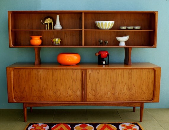 ON RESERVE Mid Century Danish Modern Arne Vodder Sideboard Cabinet with Tambour Doors