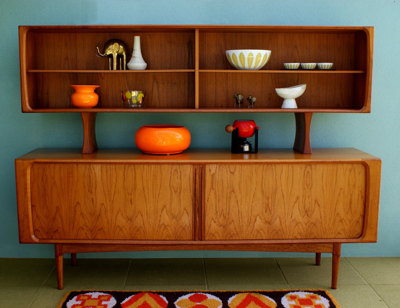 ON RESERVE Mid Century Danish Modern Arne Vodder Sideboard Cabinet with Tambour Doors