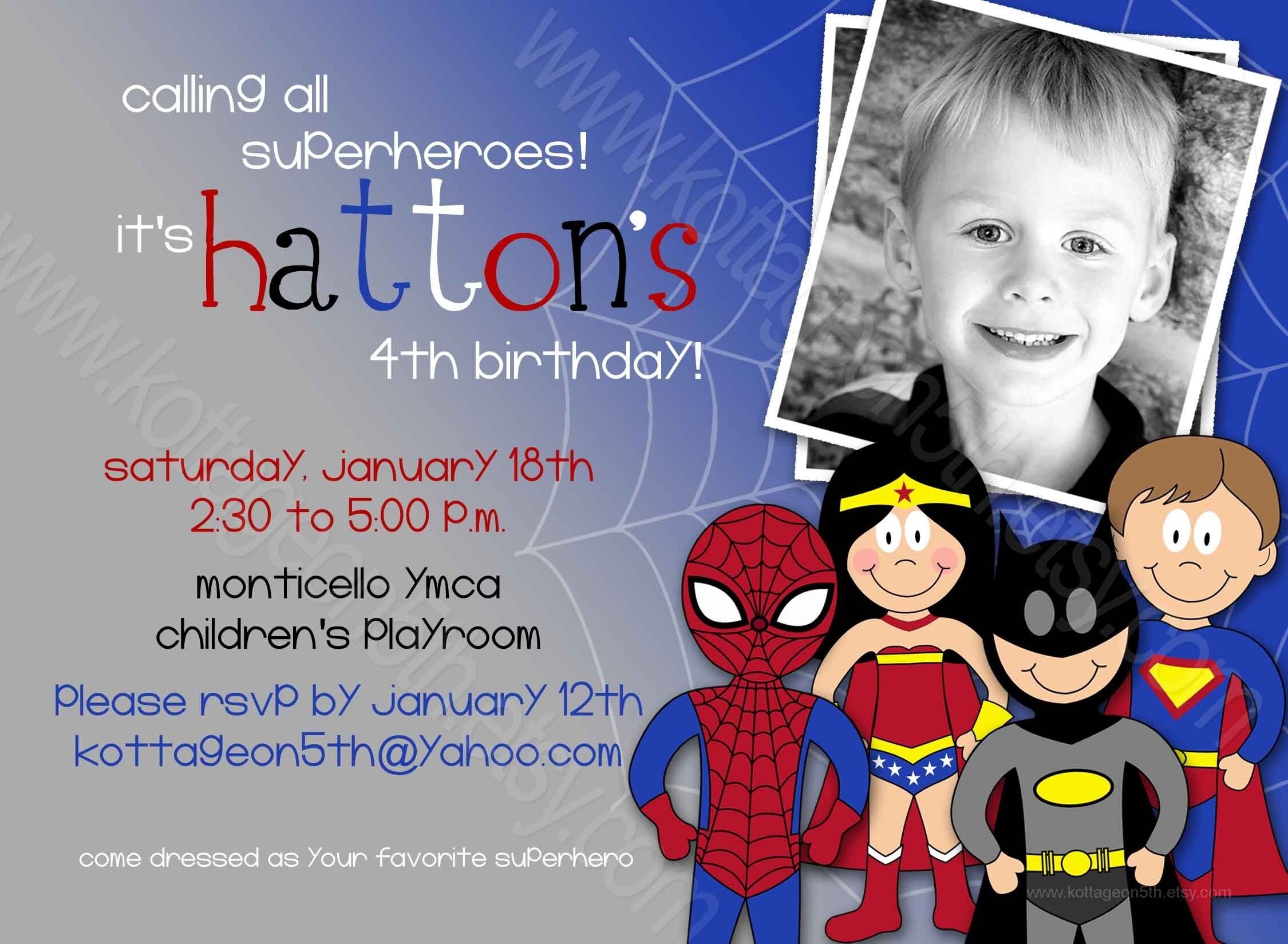 Birthday Invitations Superhero Batman Spiderman